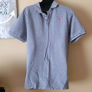 Old navy grey large top men's polo shirt button red emblem basic work top tshirt